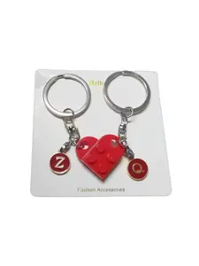 Viral Brick Heart Keychain with DIY Letters, Matching Couple Keyring, Split & Connect Design