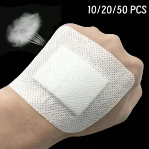 10/20/50 Pieces Allergy-Resistant Wound Dressing Pads, Non-Stick Breathable Gauze Tape, Self-Adhesive Water-Absorbent Fabric, Transparent Elastic Adhesive Patch