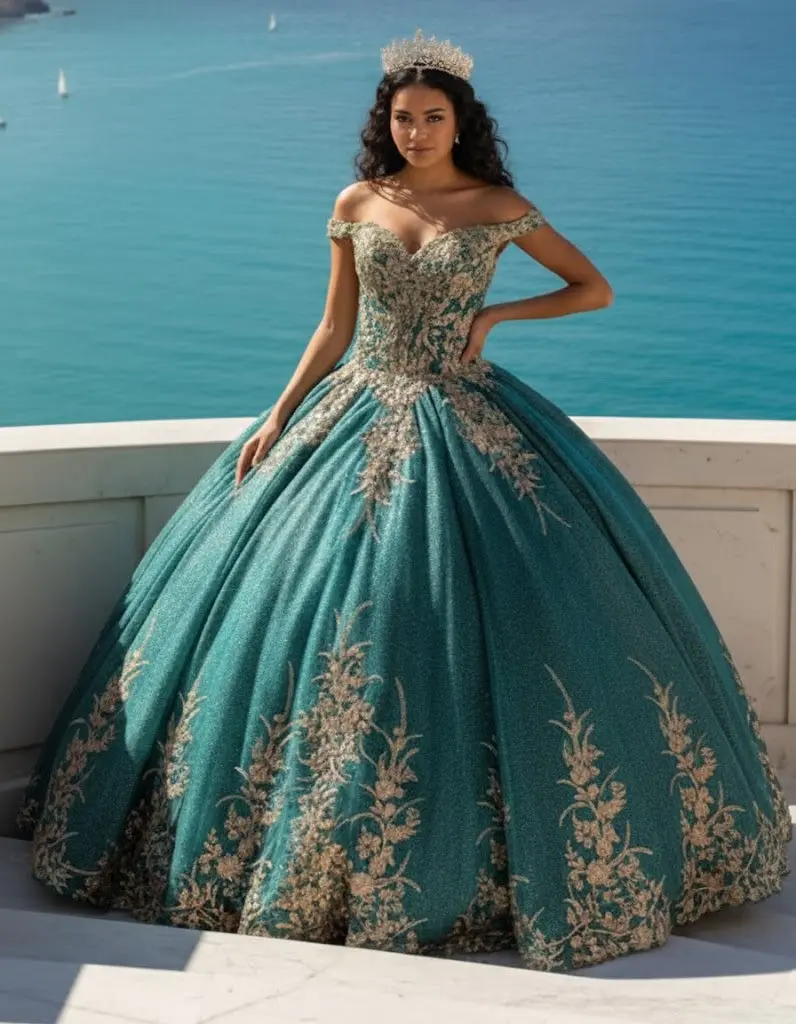 Plus Size Ball Gown in Hunter Green | Formal Quinceanera Dress by LK220