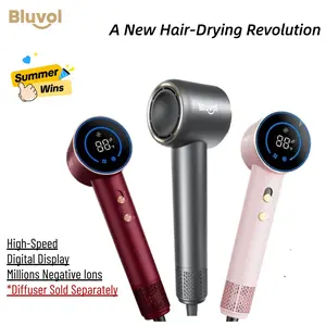 【SummerWins】Bluvol by Fanttik Travel Hair Dryer, High Speed lonic AquaGlow Tech Blow Dryer with HD Display, Magnetic Concentrator, Brushless Motor - Formely FanttikSolo AURA H10 APE