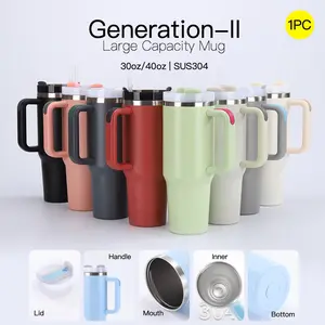 30oz/40oz Vacuum Insulated Cup with Straw, Stainless Steel Reusable Water Bottle, Tumbler, Large Capacity Portable Travel Mug, Perfect Gift for Friends and Family, Stainless Steel Drinkware