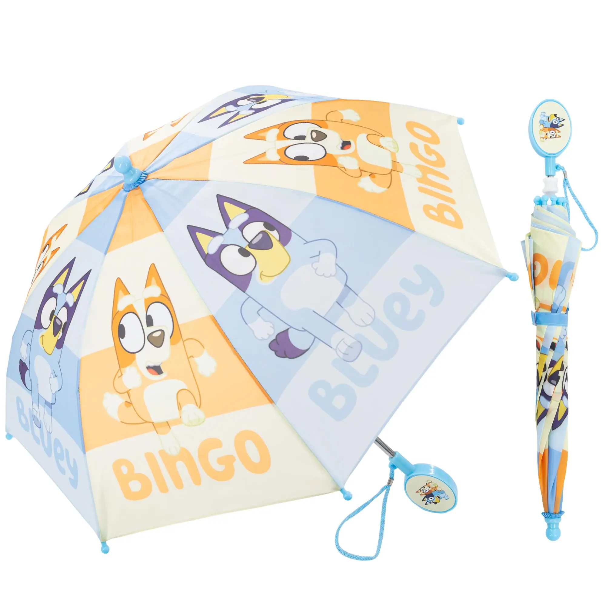 Bluey Kids' Waterproof Umbrella - 29 in, Bingo Canopy, Character Handle, Wrist Strap, Lightweight Rainy Day Gift for Toddlers
