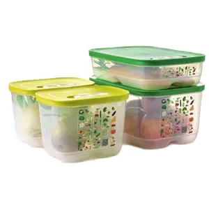 Tupperware FridgeSmart 4 Piece Set with ACE System for Optimal Vegetable Storage Includes 2 Small Deep 1 Medium and 1 Large Container
