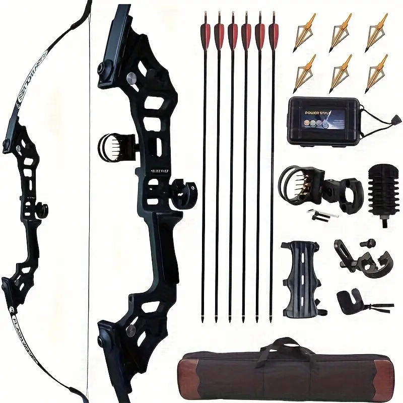 Archery 51" Takedown Recurve Bow And Arrows Set for Adults, Right Hand Practice Kit with 6pcs Real Feather Carbon Arrows for Beginner-Best Gift for Holiday
