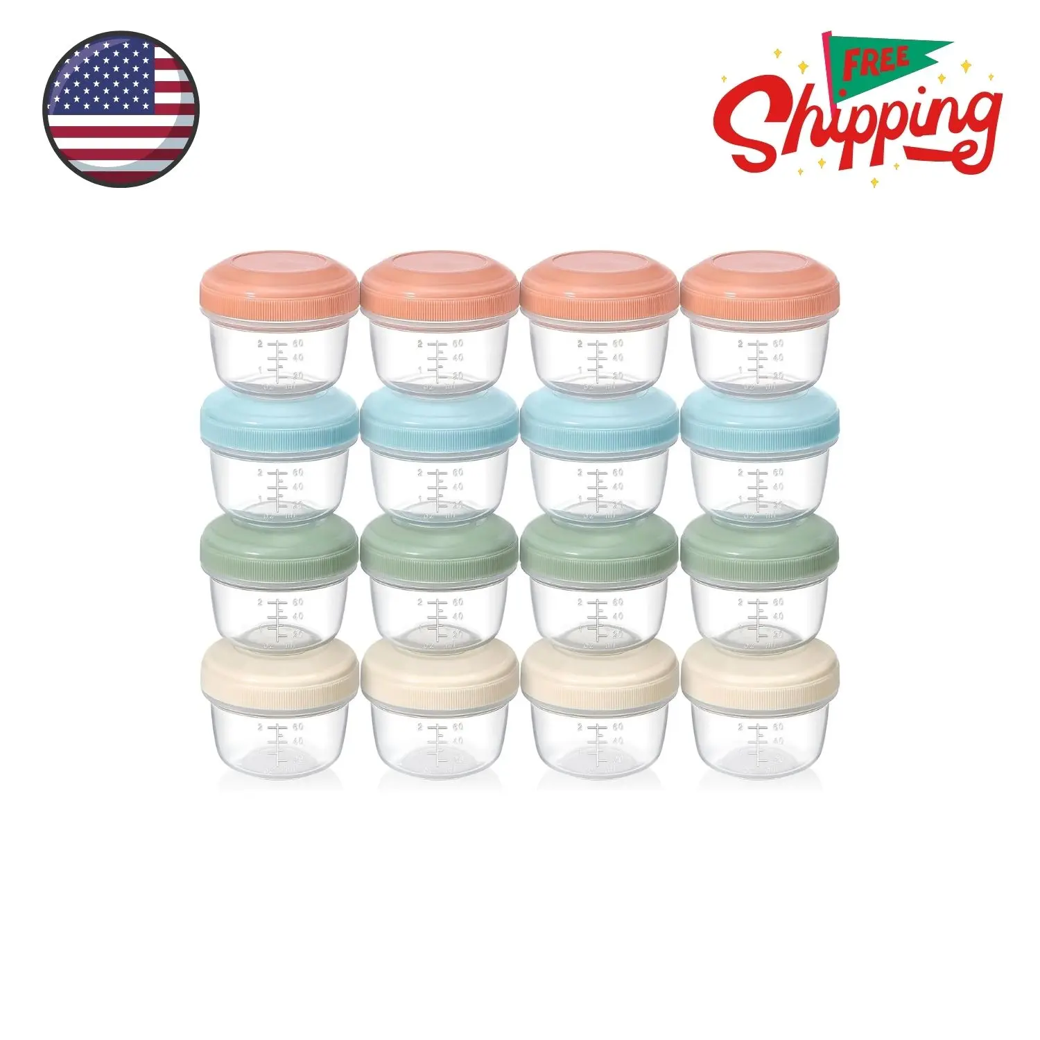 16 Pack 4 oz Small Containers with Lids, Reusable Plastic Jars for Snack and Puree
