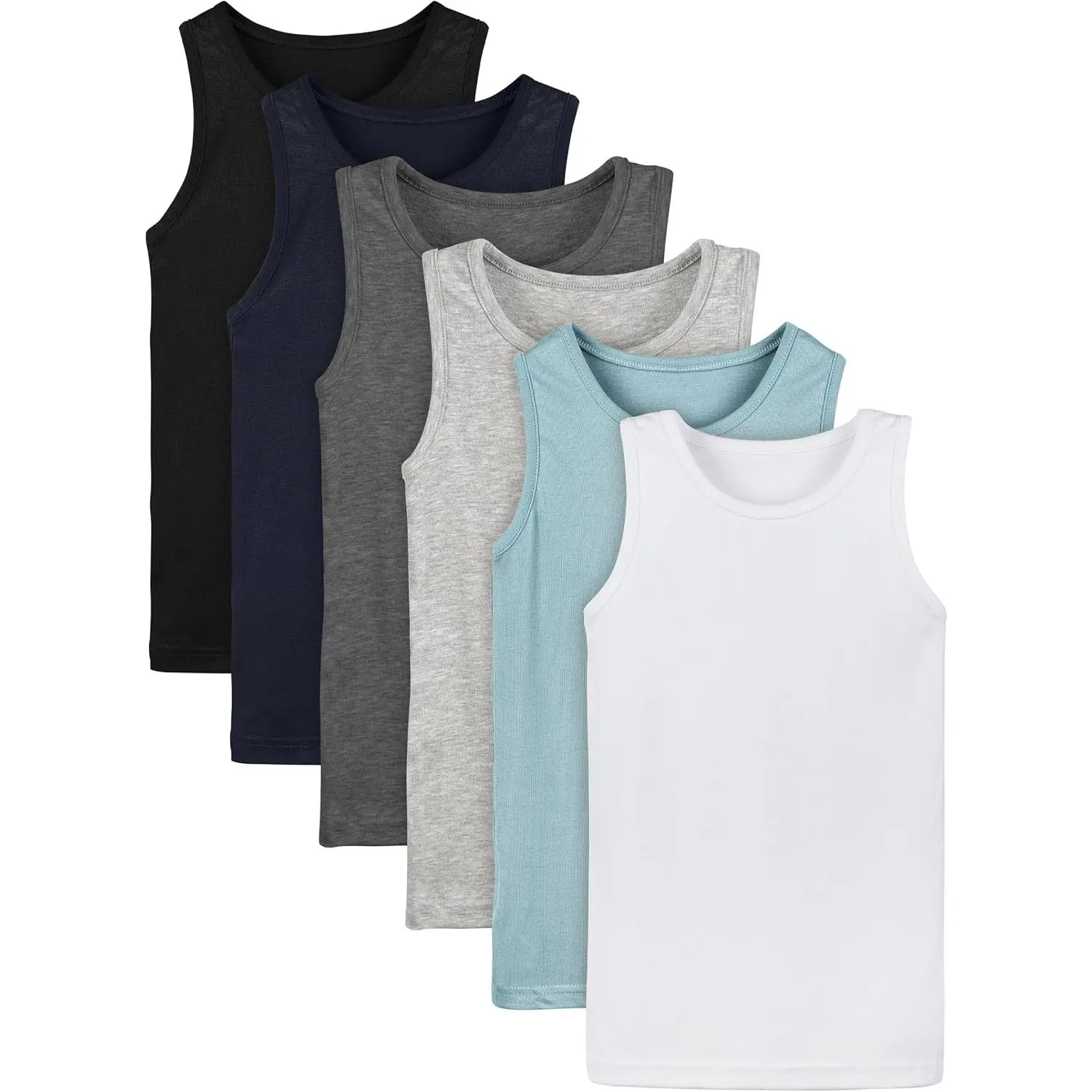 6-Piece Sleeveless Tank Tops, Skin-Friendly Toddler Undershirts for 5-6x Boys and Girls (Gift Option), Tank Top, 6 Pieces