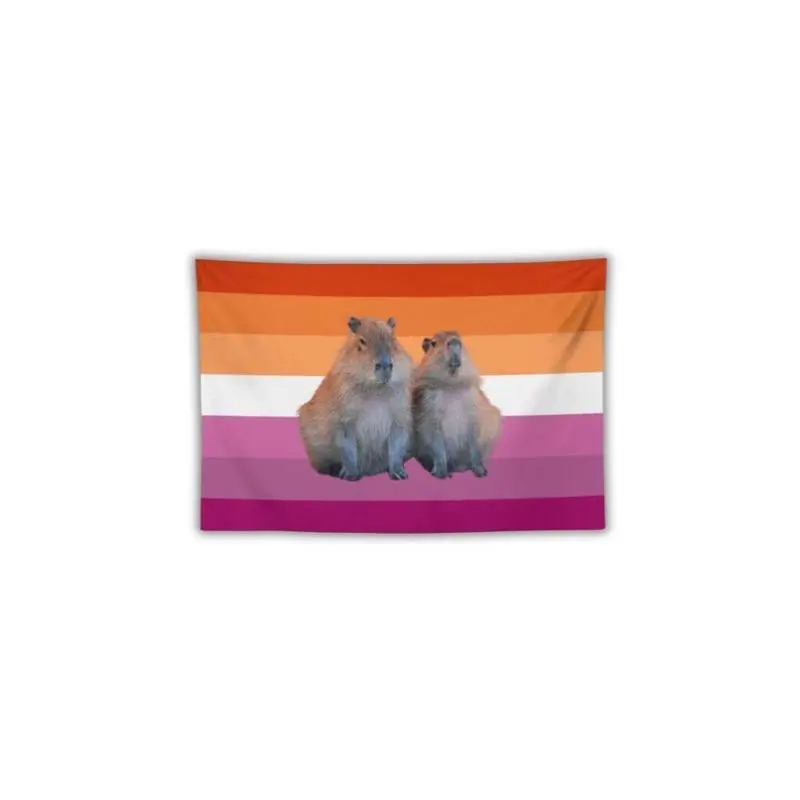 Personalized Cotton-Polyester Decorative Tapestry - Custom Lesbian Flag, Pink American Pride Flag, Full Print, Light, Strong, Stripe Design, Hand Washable, Room Art, Home Dorm Wall Decor, Beach Use, Indoor and Outdoor Decoration