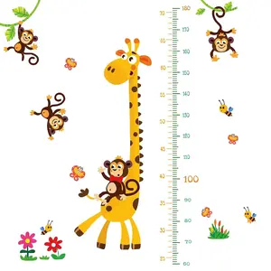 Height Measurement Growth Chart Stickers Cute Cartoon Giraffe Growth Up Chart Height Indicator Ruler for Measuring Kids Boys Girls