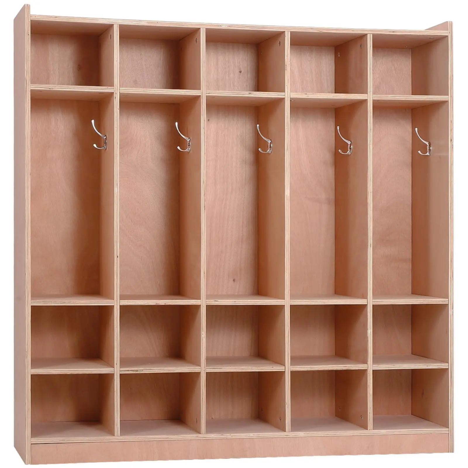 GARVEE Cubby Storage Organizer Cubes, Daycare Shelves with 5 Cubbies with Hooks and Shelf, Hanging Wall Mount, Furniture for Kids Toys, Classroom