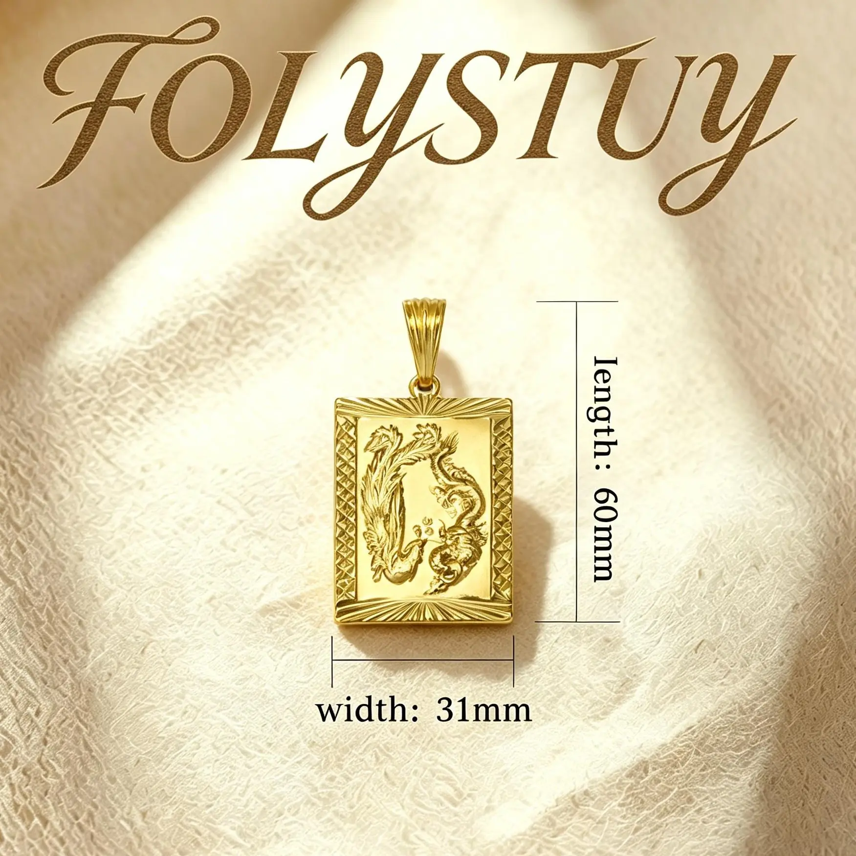 [60mm with 31mm Dragon and phoenix pendant]FOLYSTUY(K142)Dragon and phoenix pendant - multi-functional wear - unique dragon and phoenix pattern