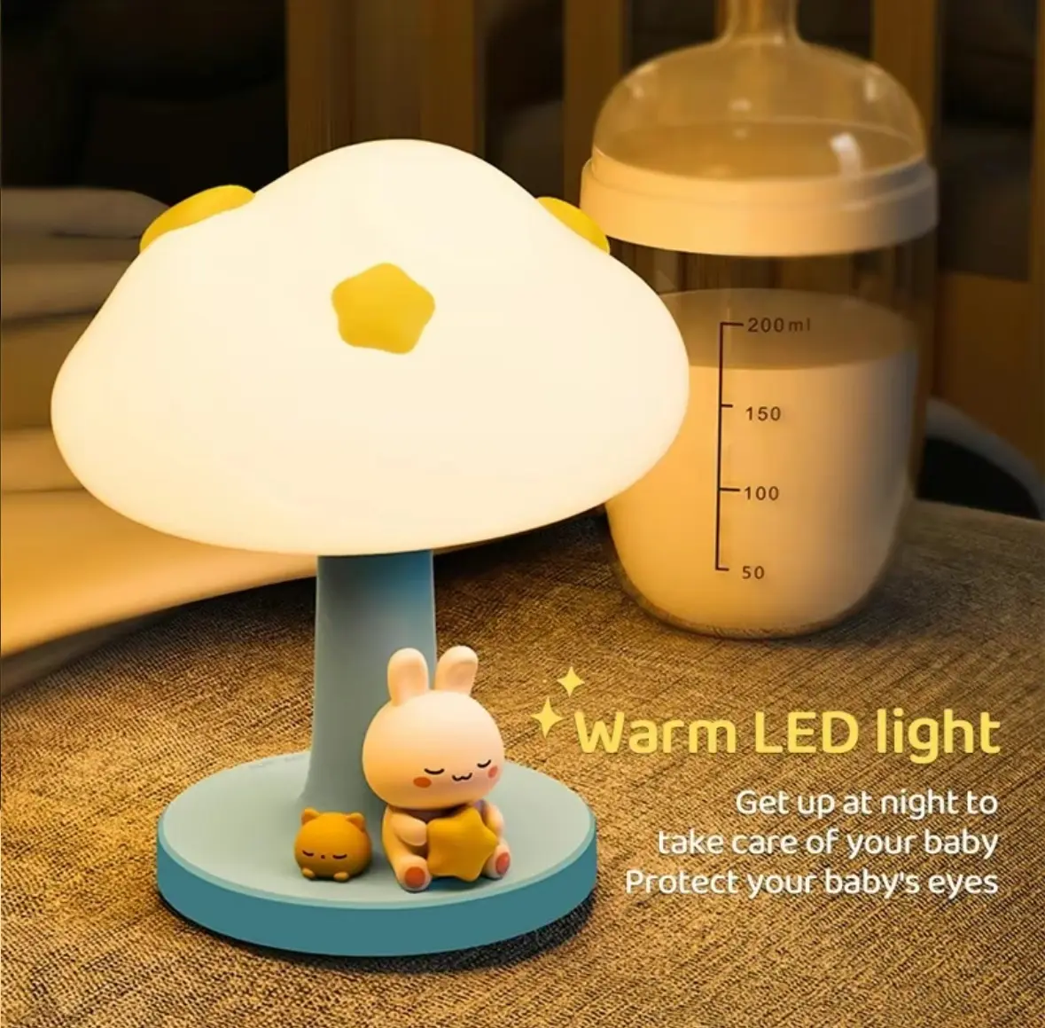 Cartoon Cloud Rabbit Silicone Night Light, New Style Soft Rubber Children's Toy Lamp with Healing Soft Sleeping Light, Decorative Electric Toy Accessory, Healing Light Cloud Atmosphere Lights Cloud Panda Soft Light For Sleeping Cloud Bedside Lamp