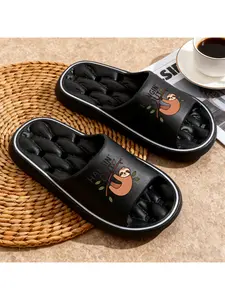 1pc Sloth Print Beach Shoes | Hollow Out Slippers Breathable Couple Large Size, Slippers-Style Easy Wear, Outdoor Beach & Home, Easy Clean All-Season, Women Shoes