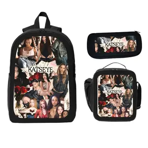 Backpack Set (Black) — 3-Piece Idol-Themed Combo: Backpack, Pencil Case, and Insulated Lunch Bag; featuring a stylish collage design, suitable for both students and working professionals.