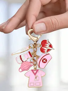 Alloy Nurse Doctor Theme Pendant Keychain Cute Design with Mask Thermometer Nurse Hat, Perfect Gift for International Nurses Day, Accessories for Bags Keys and Phones