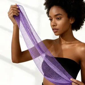 SubSahara Authentic African Net Sponge 2 Pieces Exfoliating Scrubber for All Skin Types Bath Sponge for Face Body Travel Portable Durable Gentle Exfoliation Blush Pink Lavender Purple outdoorfun