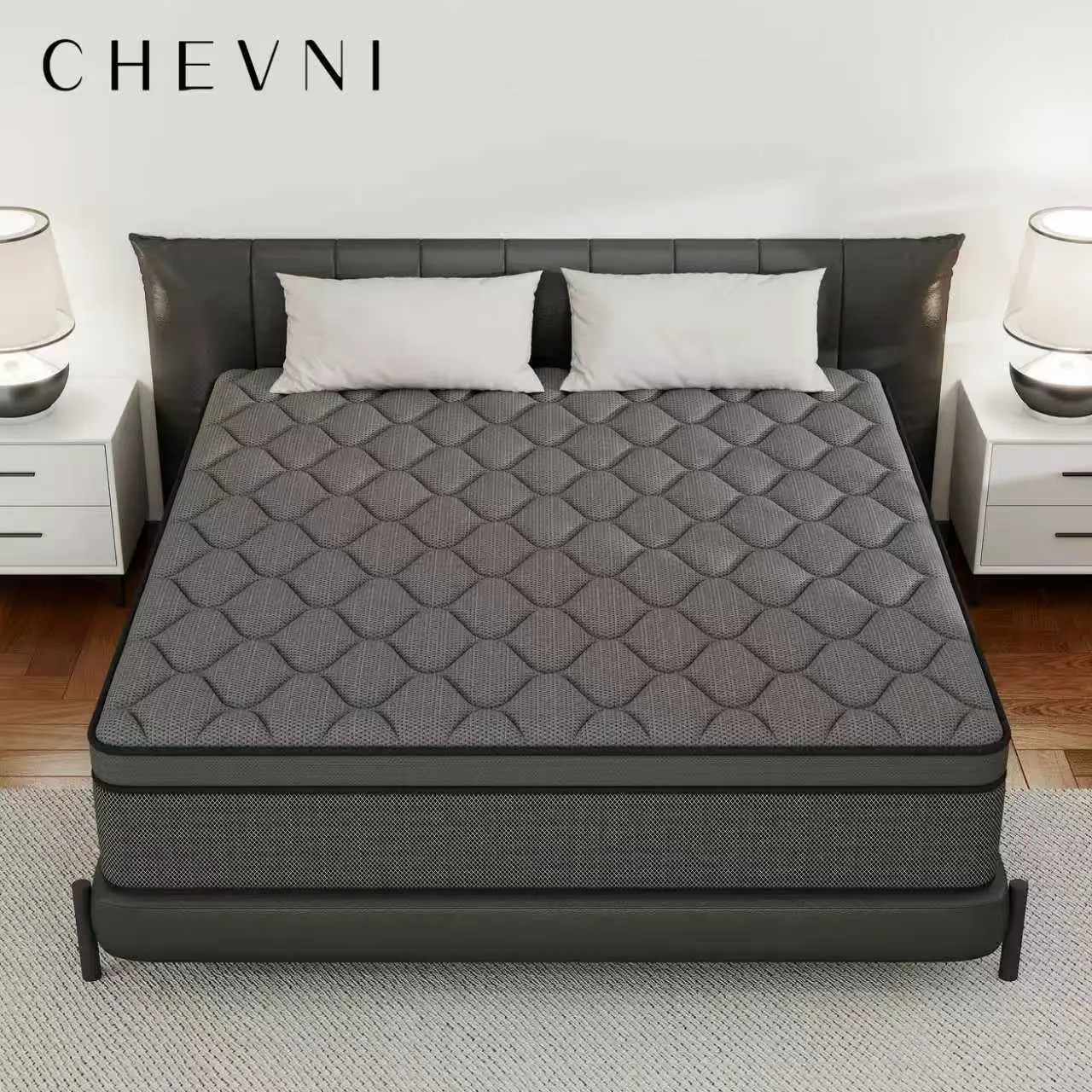 CHEVNI 12-14 Inch Twin / Full / Queen / King Sizes Mattress Black Gray Mattresses Breathable Bed In A Box  Hybrid Pocket Spring Memory Foam Medium Firm Comfort Body Support