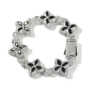Chunky Clover Bracelet For Women Men Daily Party Gift Unisex Charm Jewelry 5A Zircon Colorful Infinity Four-Leaf Clover Bracelet Necklace Trendy Jewelry Accessories