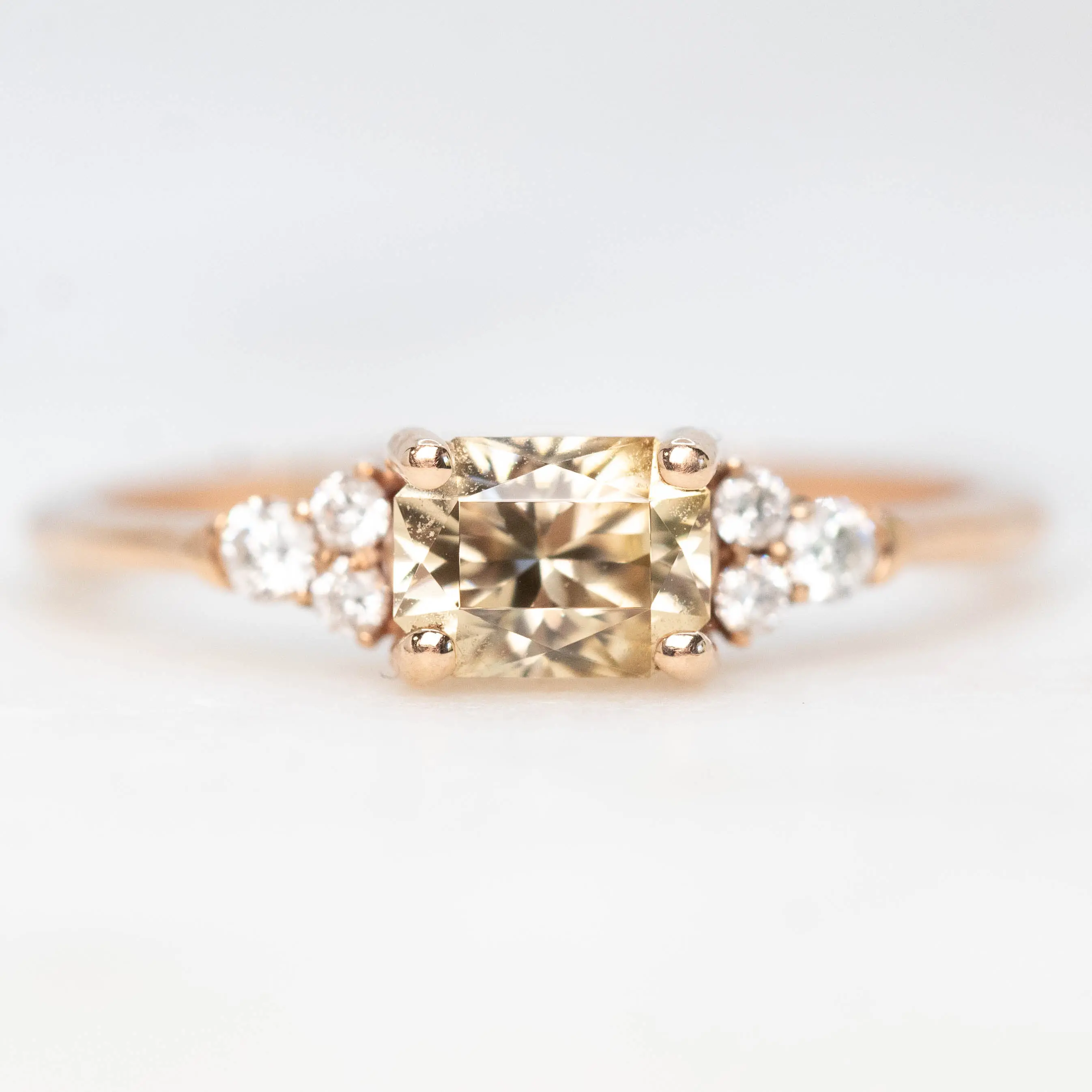 Cadence Ring with a 1.13 Carat Imperial Zircon and White Accent Diamonds in 10k Rose Gold - Ready to Size and Ship