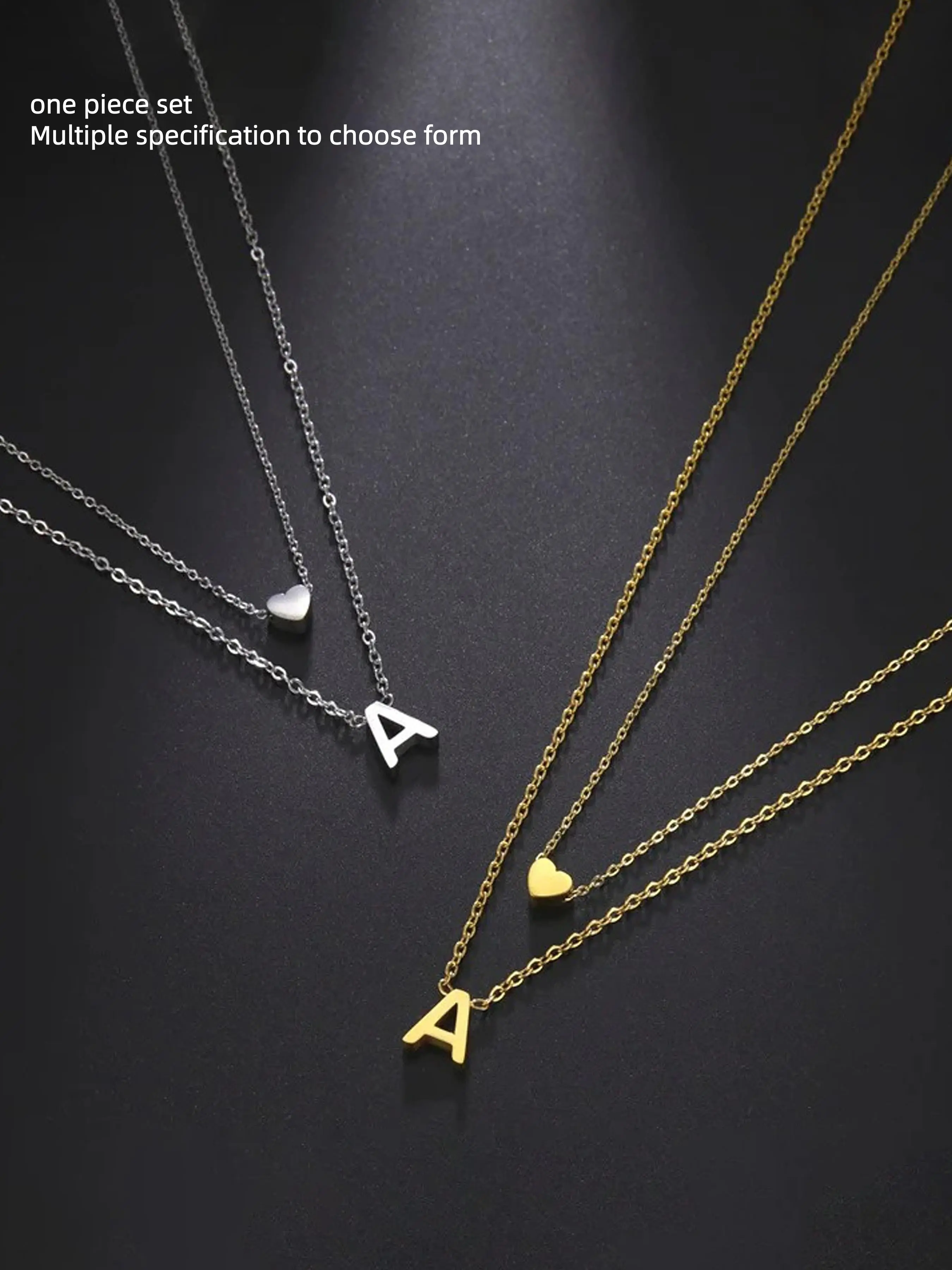 A-Z Letter Heart Pendant Necklace, Heart Shaped Necklace, Minimalist Style, Alloy Chain, Casual All-Season Jewelry, Perfect Gift for Girlfriend
