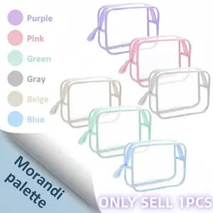 Multicolor Morandi Color Transparent PVC Storage Bag, Zipper Pouches, Organizing Tools, Waterproof Easy Clean, Large Capacity for Travel, Christmas Gifts, Daily Use