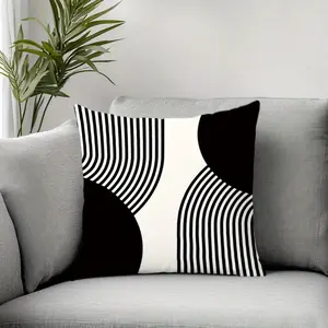 1pc Modern Minimalist Geometric Line & Circle Print Cushion/Pillow Cover - Square Neutral / Bed Sofa Couch Cover with Zipper Closure, Machine Washable (45x45cm/17.71in) Suitable for Living Room, Bedroom, Dorm - Decorative Cushion Case Only (No