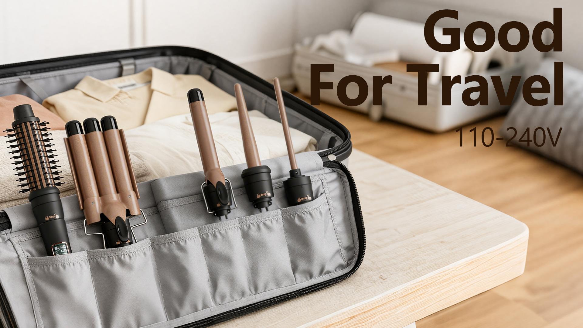 5 in 1 Curling Iron with Interchangeable Ceramic Barrels (0.35"-1.25"), Curling Wand Set with Flat Iron Hair Straightener, Instant Heat Up, Dual Voltage Hair Curler, Gifts for Women