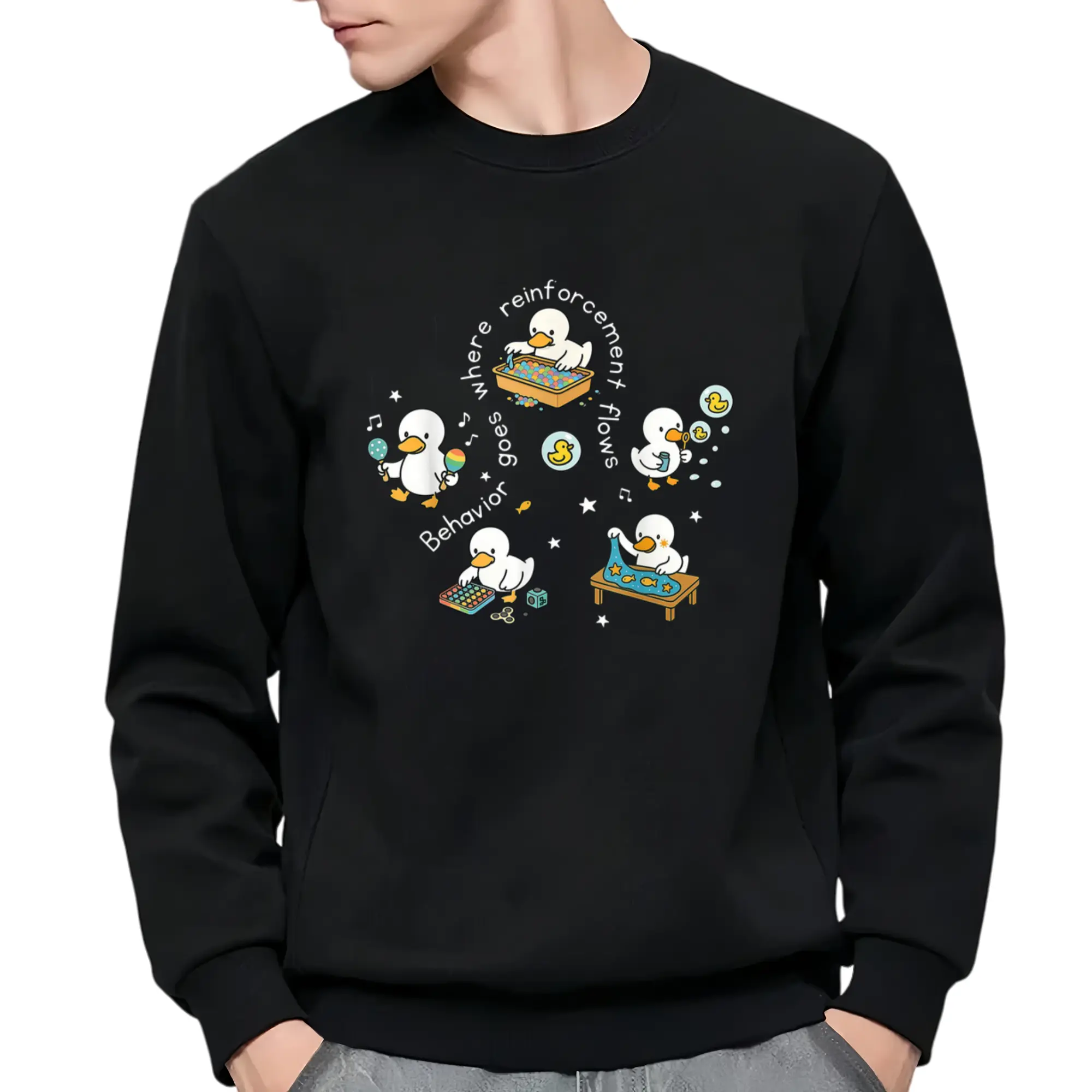 Unisex Long Sleeve Sweatshirt – Beor Analyst Silly Goose RBT ABA Therapy Design, Perfect for Special Education Teachers, Lightweight and Printed for Summer 2026