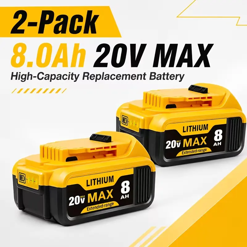 Upgraded Dewalt 20V Max 8.0Ah Lithium Extended Capacity Replacement Battery, Compatible with DCB208, DCB200, DCB206, DCB205, DCB204 Cordless Power Tools, Extended Capacity Battery