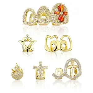 6PCS 14K Gold Tooth Grills – Stylish Teeth Jewelry Caps for Men & Women
