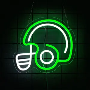 Football Lamp Man Cave Decor Night Light Football Helmet Neon SignWall Decor Aesthetic, Sports Neon Signs for Room Bedroom Shop Decor Bar, Club