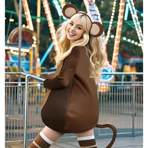 Adult Monkey Costume for Women with Brown Monkey Ears and Tail Costume Halloween Christmas Cuddly Animal CostumesTikTokShopBlackFriday