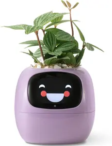 pet Planter Robot Guidance on  Care with Emojis, Adorable  Companion with Rich Gesture Interaction, Neat Desk Setup  (Purple)