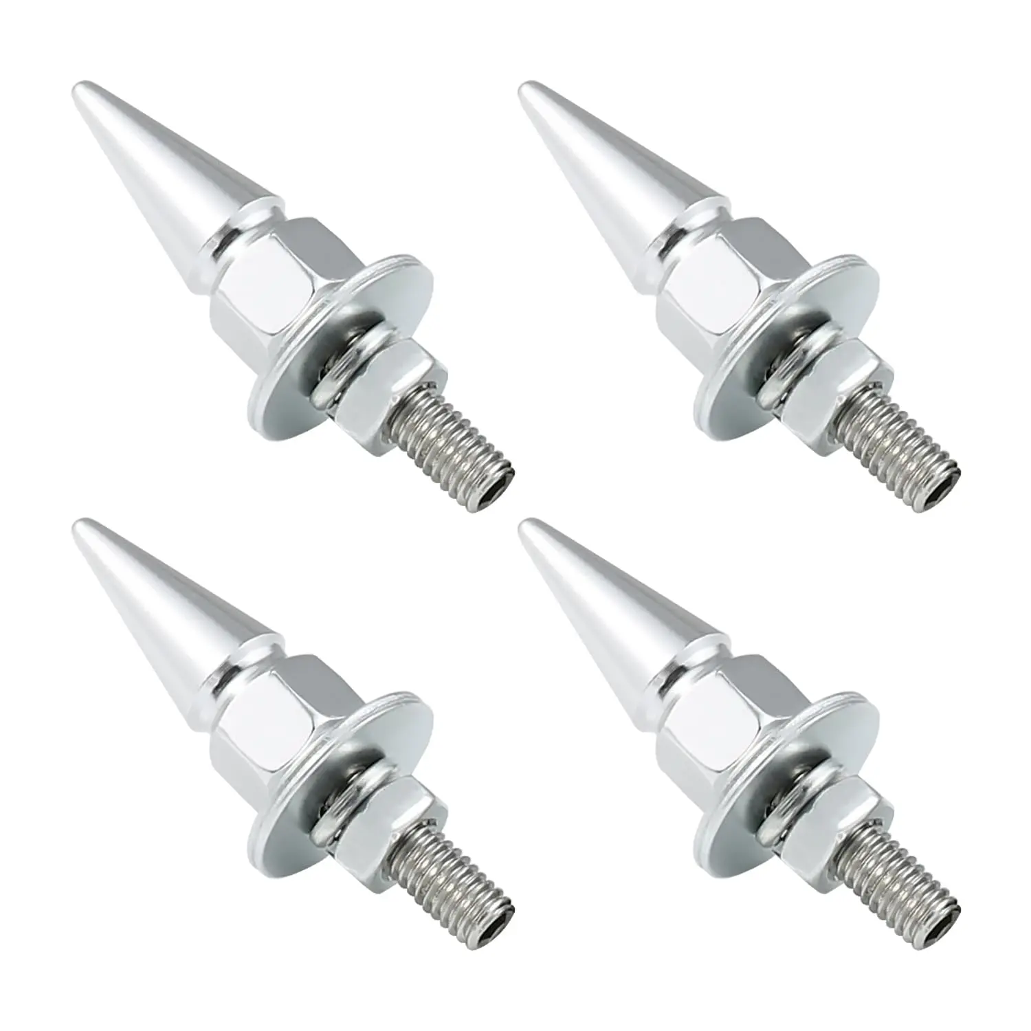 Spike License Plate Bolts 4PCS, JDM Style Car Modification Upgrade, Chrome Decorative Tag Screws with Lock Nuts, Universal Fit for Cars Trucks SUVs