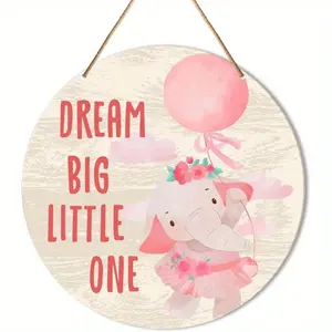 Bohemian Elephant Wall Hanging Sign, Children Bedroom Decor, Game Room, Newborn Baby Gift, 9.2x9.2 Inches, Cute Elephant Design