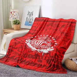Toluca-Themed Red Flannel Blanket - Bed Warmer, Colored Synthetic, Decorative Text Blanket with Heat Transfer Logo, Modern Graffiti Design, Soft Comfortable, Multi-Size, All-Season Bedding, Ideal for Office Use, Family Gift, Bed Warmer Blankets