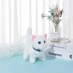 Cute white robot cat 2027 new electric kitten children's toy realistic interactive plush cat tiktokshopspringglowup