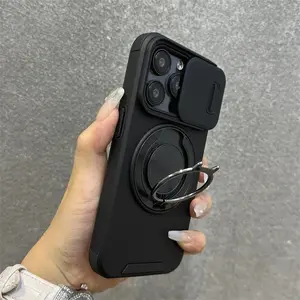 Heavy-Duty Shockproof Protection Phone Case, 360° Rotating Metal Magnetic Ring, Multi-Function Stand, Compatible with iPhone 17/16/15/14/13 Pro Max  protective cover Smartphone