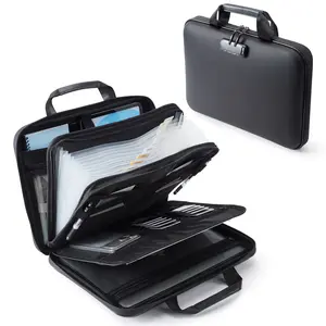 Lockable fire-resistant file box, waterproof and fire-resistant hard file box, portable important document storage organization bag for homeowners' offices and outdoor use, black