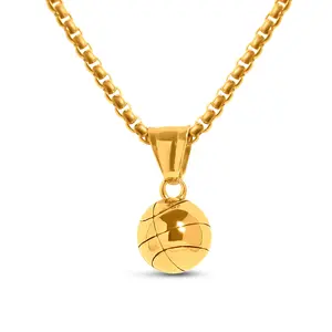 3D Basketball Pendant and Chain Necklace, Daily Wear Necklace, Fashion Pendants