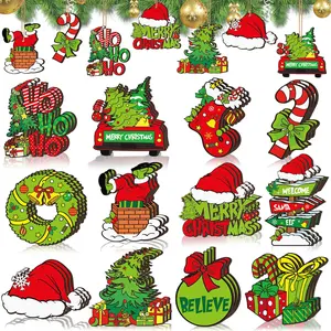 Christmas Clearance Sale Christmas Wooden Hanging Ornaments 40/36 Pcs Cartoon-Inspired Christmas Character Decor, Green Christmas Monster Decoration, Pink Christmas Tree Ornaments, Santa Candy Cane Gingerbread Ornament, Festival Party Home Xmas Tree Decor