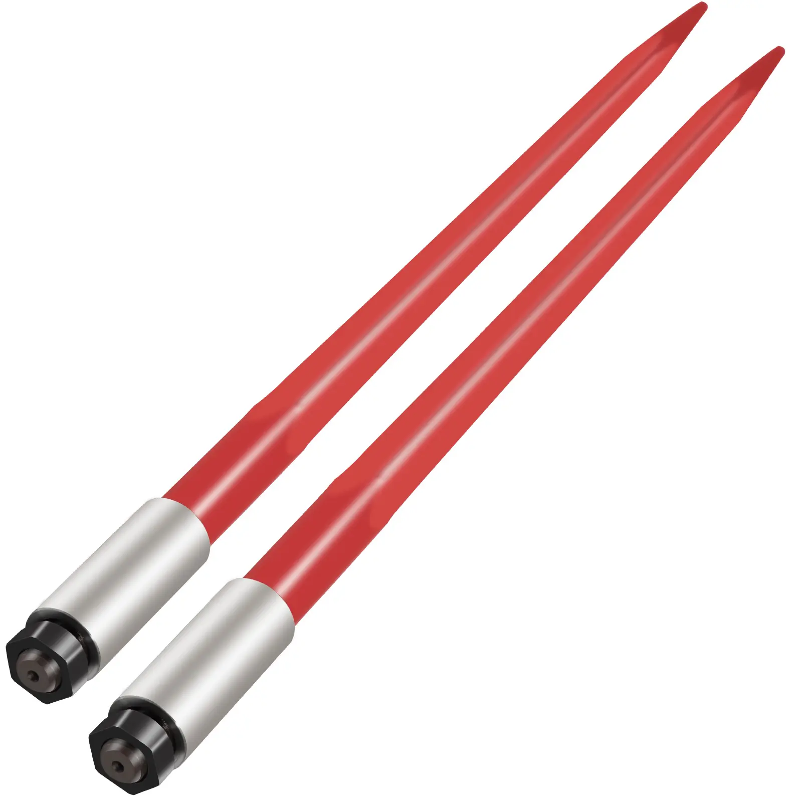 【Summerfinds】VEVOR Hay Bale Spear Pair Pack, 39 in, 3000 lbs Capacity, 1 3/4 in Red Powder Coat Corrosion-Resistant Forks with Hex Nut & Sleeve, Quick Attach for Buckets Tractors Telehandlers, Strong Penetration, Move Any Size Hay Bales, Garden Supplies