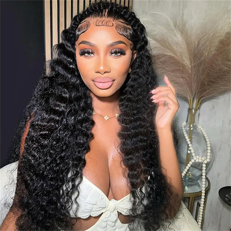 [Summer Essential] Wiggins Hair 200% Density Halo Braid Glueless Pre Styled Wig Deep Wave 13x4 Lace Front Wigs Human Hair Ready To Go Pre Cut Lace Beginner Friendly