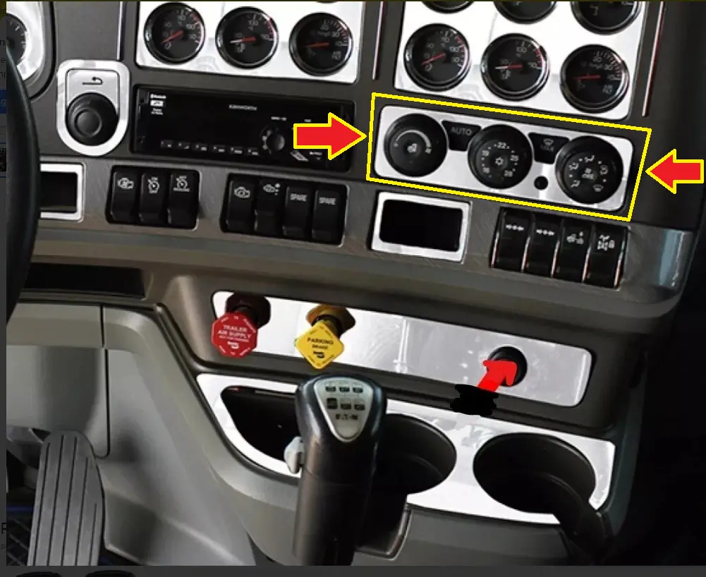 KENWORTH T680/T880 DASHBOARD AC KNOBS TRIM STAINLESS STEEL
