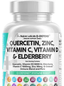 Quercetin 1000mg Zinc 50mg Vitamin C 1000mg Vitamin D 5000 IU Bromelain Elderberry - Lung Immune Defense Support Supplement Adults with Artemisinin, Sea Moss, Echinacea, Garlic Immunity Allergy Relief