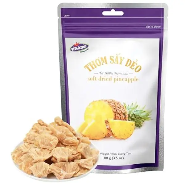 Vinamit Dried Pineapple chunks | Sweet & Tangy Tropical Healthy Fruit Snack 3.52 oz bag | Vegan, Non-GMO, No Artificial Colors, Direct Trade | Candied pineapple Ideal for Hiking, Travel & Baking