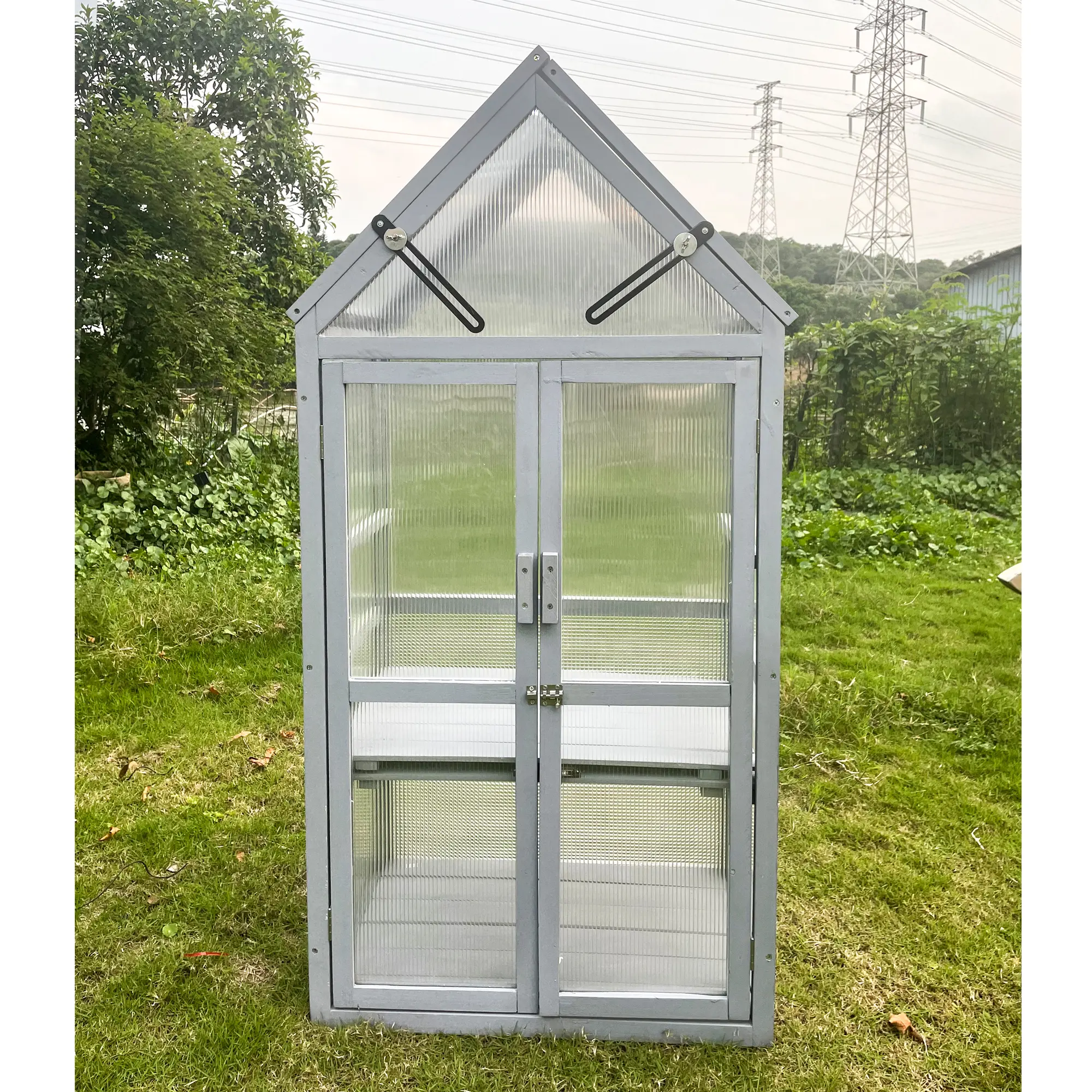Adjustable Greenhouse Kit - Wooden Tabletop Rectangle Mini Greenhouse, UV-Resistant Gray Small Plant Stand with Removable Shelf, 52x26x6"/52*26*6 inches, Sunlight Adjust Feature, for Indoor & Outdoor Gardening