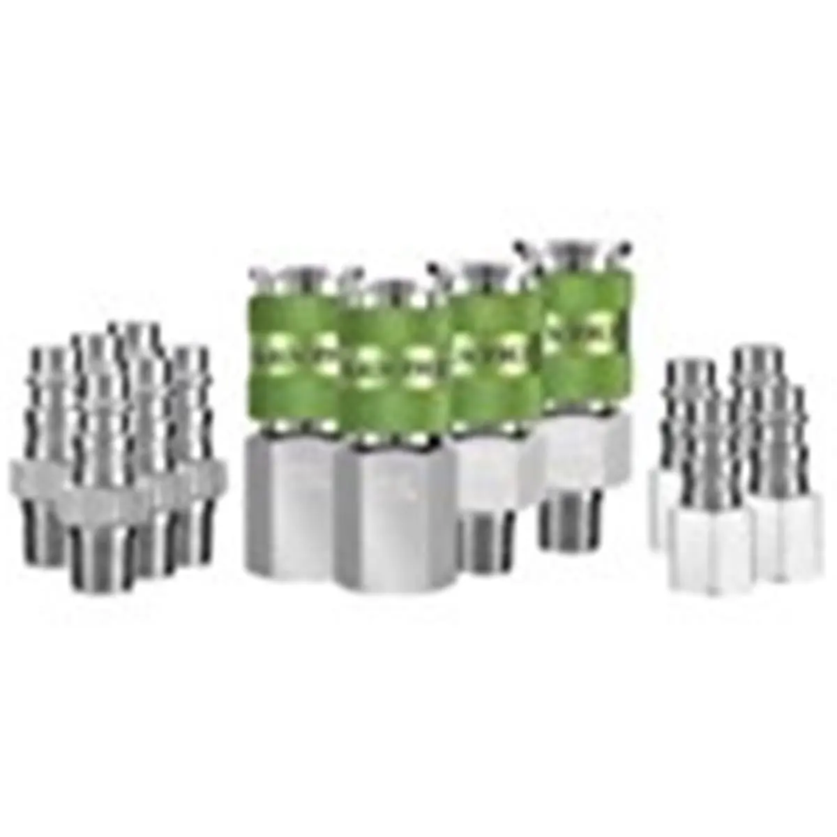 Legacy Manufacturing LEG-A53458FZ 0.25 NPT Flexzilla High Flow Push-to-Connect Pipe Fittings, 14-Piece Coupler & Plug Kit with Double Airflow, 2 FNPT Couplers, 4 FNPT Plugs, 300psi Rating