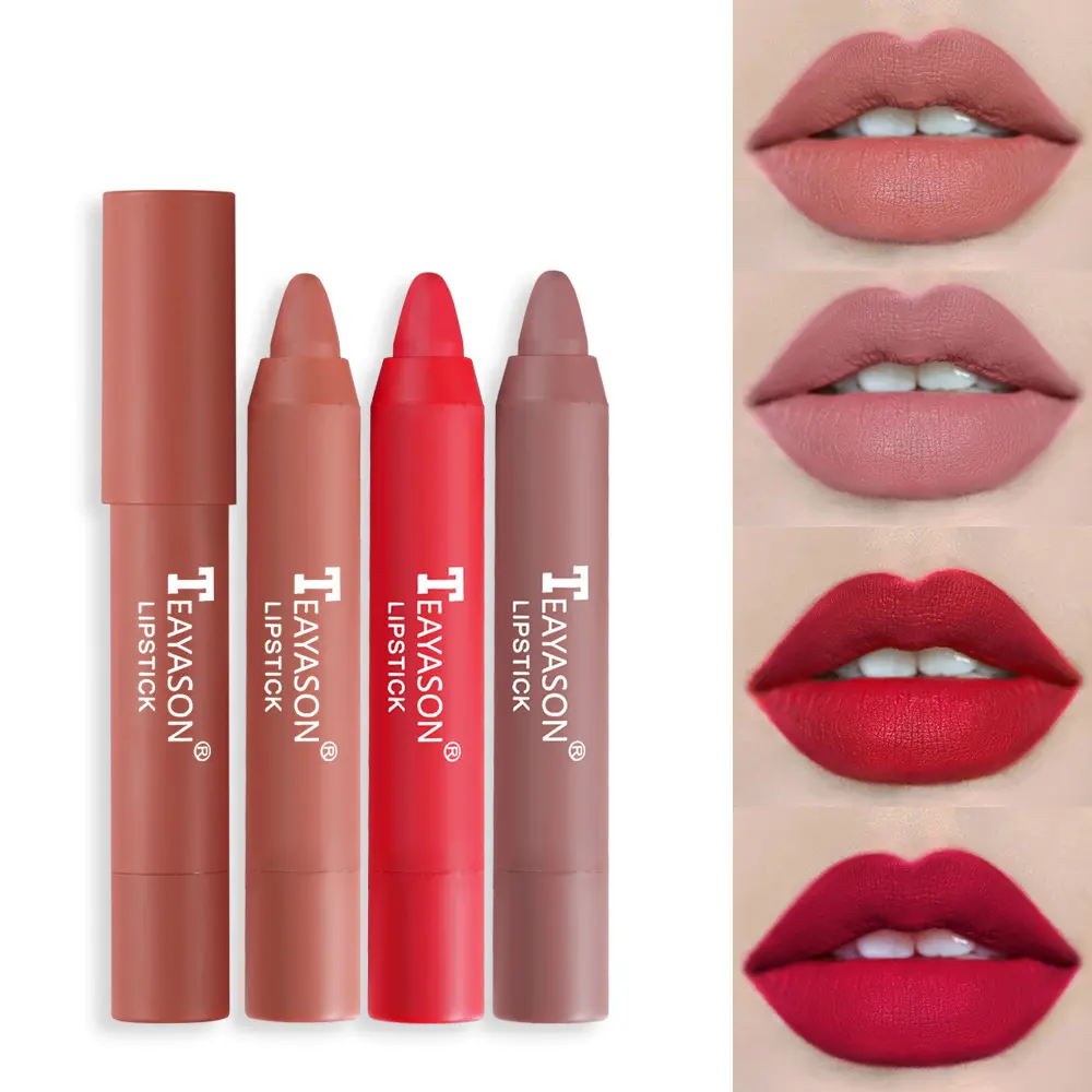Women Matte Lipstick Color Moisturizing Lip Gloss Easy To Color Lip Glaze Rotating Lipstick Pen