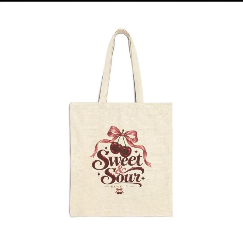 Sweet Sour Tote Bag - Canvas Shopping Bag with Bow Design - Ideal for Daily Use
