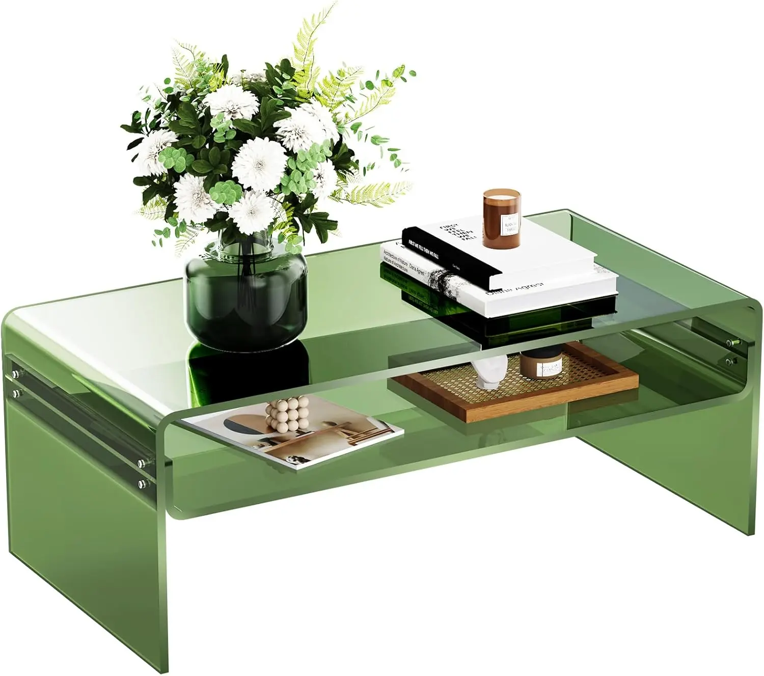 【SummerFinds】Solaround Clear Acrylic Coffee Table with Storage | Modern Rectangle Lucite Centerpiece | Aesthetic Living Room Decor homedecor